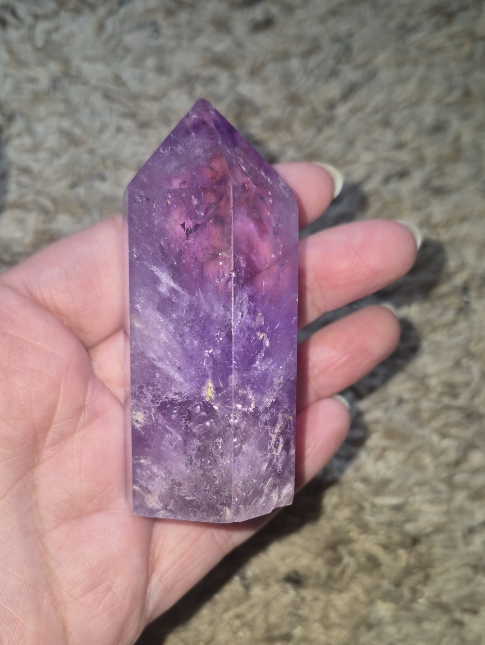 Purple Crystal Point Tower - Amethyst Decorative Accent